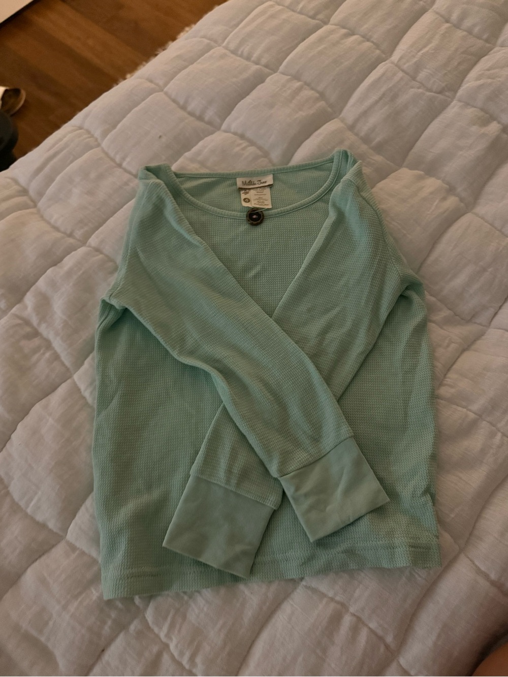 Matilda Jane Mint Green Waffle Knit Button Pullover